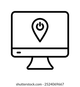 icono de la pantalla del ordenador. Diseño de estilo de contorno aislado sobre fondo blanco