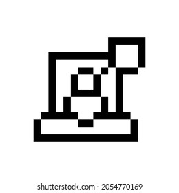Computer screen icon pixel art. Draw a picture on the white background. Vector illustration.