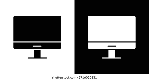 Computer screen icon, silhouette pictogram. black icon set