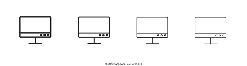 Ícone de tela do computador gráficos vetoriais. ícones de vetor de estilo preto