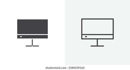 Computer Screen icons vectors illustrations in black fill and liner versions
