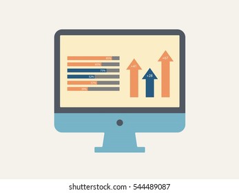 Computer screen with infographics concept