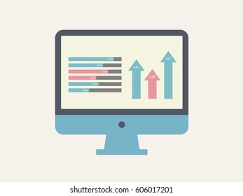 Computer screen with infographics concept