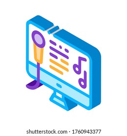 Computer Screen Internet Online Karaoke vector isometric sign. color isolated symbol illustration