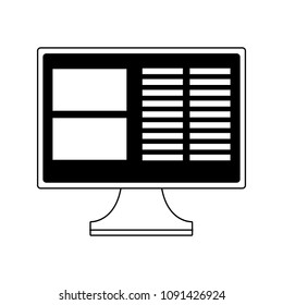 Computer screen isolated in black and white colors