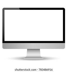 Computer Screen Isolated White Background. Vector Illustration