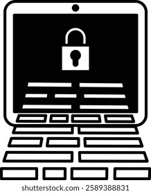 A computer screen with a keyboard and a lock on it