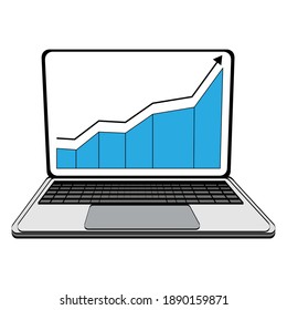
Computer screen, laptop, tablet pc, with financial charts and graphs