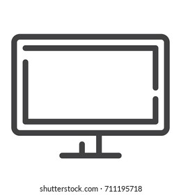 Computer screen line icon, outline vector sign, linear style pictogram isolated on white. Symbol, logo illustration. Editable stroke.Pixel perfect graphics