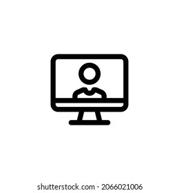 Computer Screen Line Icon, Vector Template