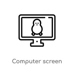 computer screen linux vector line icon. Simple element illustration. computer screen linux outline icon from technology concept. Can be used for web and mobile