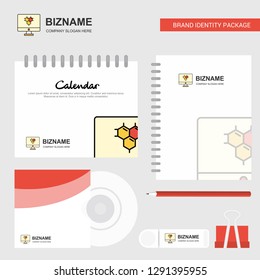 Computer screen  Logo, Calendar Template, CD Cover, Diary and USB Brand Stationary Package Design Vector Template