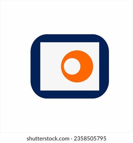 Computer screen logo design with eye symbol.