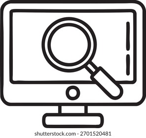 Pantalla del ordenador con el monitor del icono de la lupa