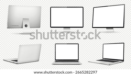 Computer screen mockup, laptop computer mockup different angles views.