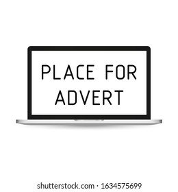 Computer screen mockup vector and cursor pointer blank display with empty place for advert