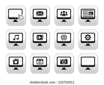 Computer screen modern grey buttons set