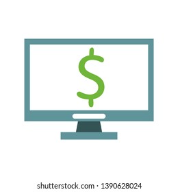 Computer screen with money symbol isolated