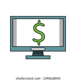 Computer screen with money symbol isolated