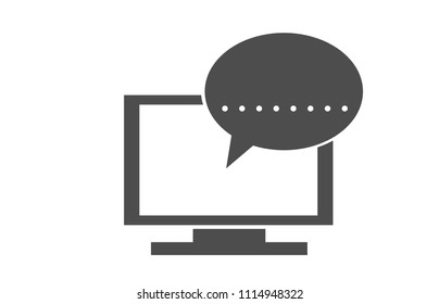 Computer screen monitor with communication bubble note illustration vector