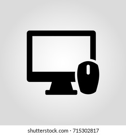 Computer screen monitor and mouse vector icon