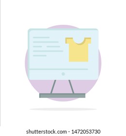 Computer, Screen, Monitor, Shopping Abstract Circle Background Flat color Icon