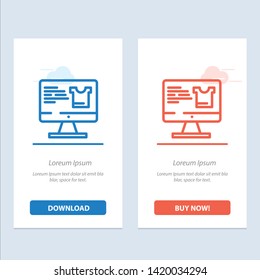 Computer, Screen, Monitor, Shopping  Blue and Red Download and Buy Now web Widget Card Template