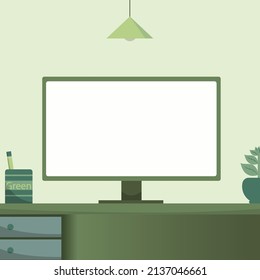 Computer screen for office media that operates a green office. for use in public relations