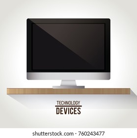 Computer screen on wooden desk