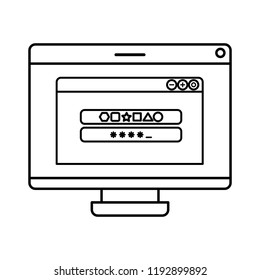 computer screen with open window icon isolated