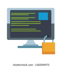 Computer screen with padlock