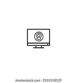 a computer screen with a person on the screen. black icon