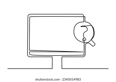 computer screen question mark research object business line art icon