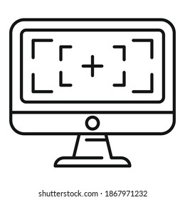 Computer screen recording icon. Outline computer screen recording vector icon for web design isolated on white background