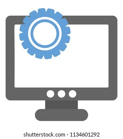 
A computer screen showing gear wheel, indication of website optimization 

