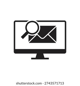 Computer screen showing a magnifying glass searching email mail