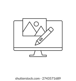 Computer screen showing photo editing process with a pencil