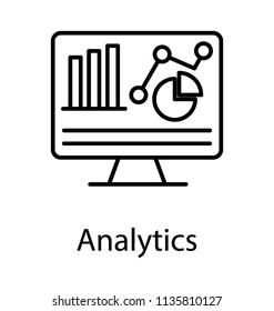 
Computer screen showing some graphical interpretations to denote an icon for analytics  
