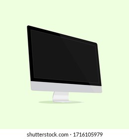 Computer screen side display on green background vector