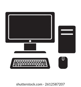 Computer screen sizes with keyboards and mouse icons, Vector Illustration of a Computer Setup	
