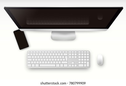 Computer screen, smartphone vector illustration. To present your application