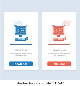Computer, Screen, Software, Editing  Blue and Red Download and Buy Now web Widget Card Template. Vector Icon Template background