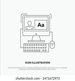 Computer, Screen, Software, Editing Line Icon Vector