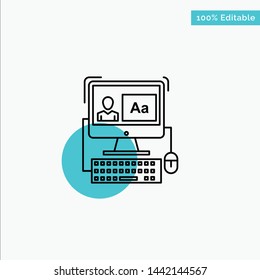 Computer, Screen, Software, Editing turquoise highlight circle point Vector icon