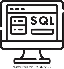 Computer screen with SQL code, representing database programming or software development. Ideal for representing database programming, software development, and coding, EPS