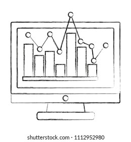 computer screen statistic bar graph pointed line