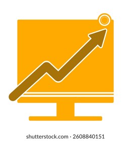 computer screen symbol logo with graph symbol of income decrease and income increase 