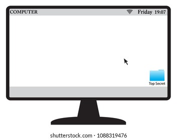 A computer screen with symbols and white space isolated on a white background