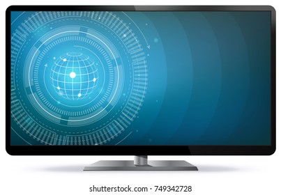 Computer Screen With Technology Wallpaper Vector Illustration isolated on white.