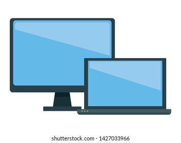 computer screen techonology monitor and laptop icon cartoon